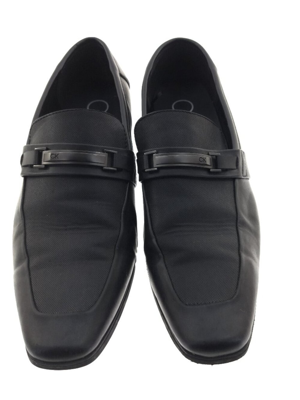 Calvin Klein Men's Size 12 Black CK Buckle Square Toe Dress Loafers